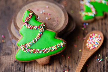 Christmas tree cookie with sprinkles
