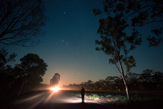 Male silhouette under the stars