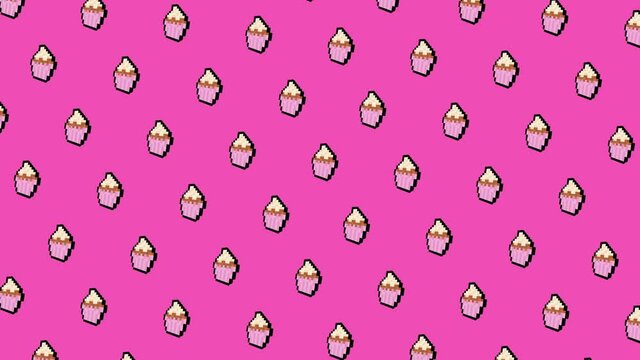 Rotating pixel 8 bit cup cake pattern - with alpha channel