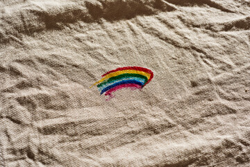 rainbow flag on a beige fabric