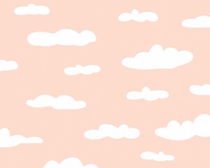 Pink sky and white clouds illustration