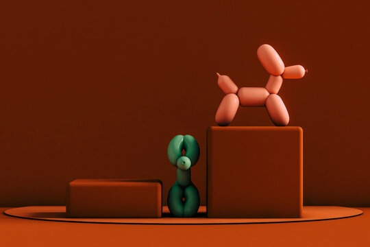 minimal front view design of toy dogs balloon