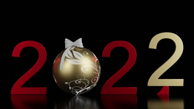 Filmato. Illustrazione 3D. Anno nuovo 2022. Capodanno 2022 in numeri. Il 2022 sostituisce il 2021..