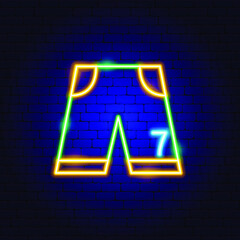 Sport Shorts Neon Sign. Vector Illustration of Clothes Promotion.