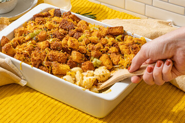 Serving Thanksgiving Stuffing