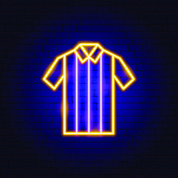 Sport Judge T-Shirt Neon Sign. Vector Illustration of Clothes Promotion.