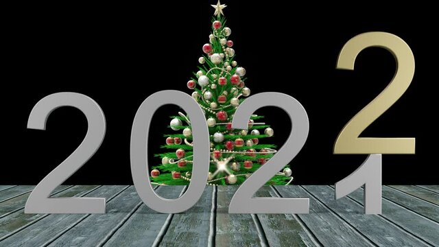 Filmato. Illustrazione 3D. Anno nuovo 2022. Capodanno 2022 in numeri. Il 2022 sostituisce il 2021..