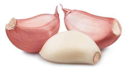 Delicious garlic cloves, isolated on white background