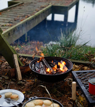 Campfire by the lake