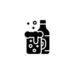 beer icon designed in solid black style and glyph style in food and drink icon category