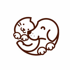 Happy cat and dog logo