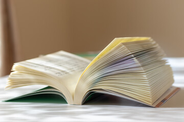 机の上に開いて置かれた一冊の本