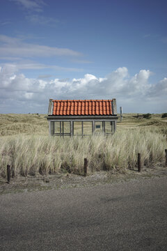 Rural bus stop at the coast