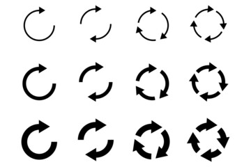 Collection of circular arrow icons. Direction element. Cursor sign. Recycle symbol. Vector illustration. Stock image. EPS 10.