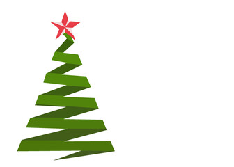 Christmas tree on white background. Illustration, graphic, card. Space for text.