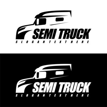 semi truck logo design vector