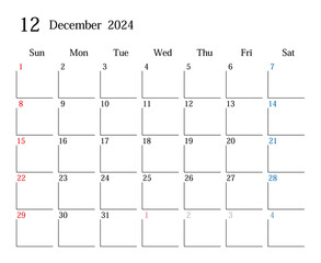 2024年12月、日本のカレンダー	