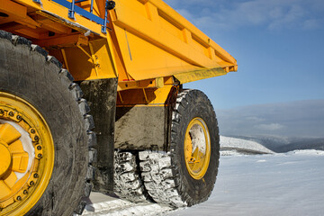 Big yellow mining truck at worksite