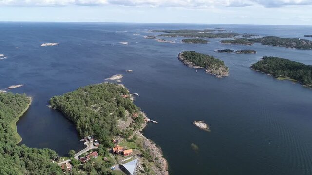 Swedish landscape by drone in summer 