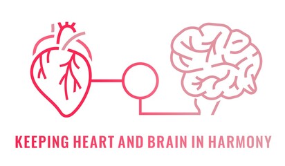 Heart-brain connection. Health of the heart and mind are intertwined. - obrazy, fototapety, plakaty