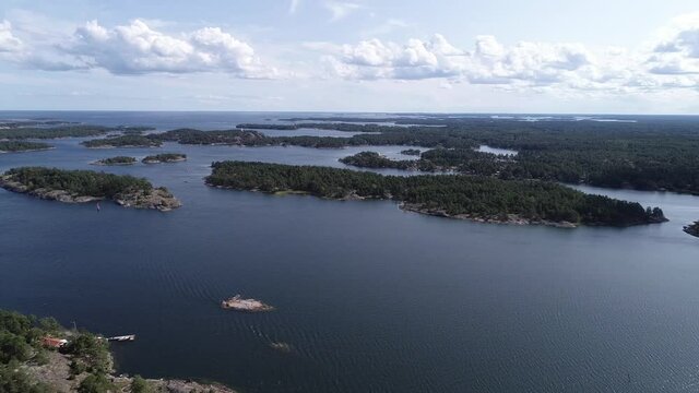 Swedish landscape by drone in summer 