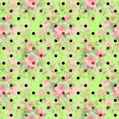  Abstract beautiful seamless print of painted flowers bouquets of roses and herbs. Beautiful print for decoration of textiles and design. Flower background. Art drawing for surface. Tenderness decor.