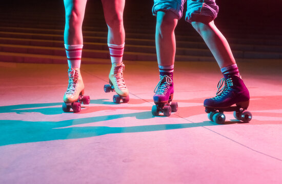 Vintage roller skaters close up
