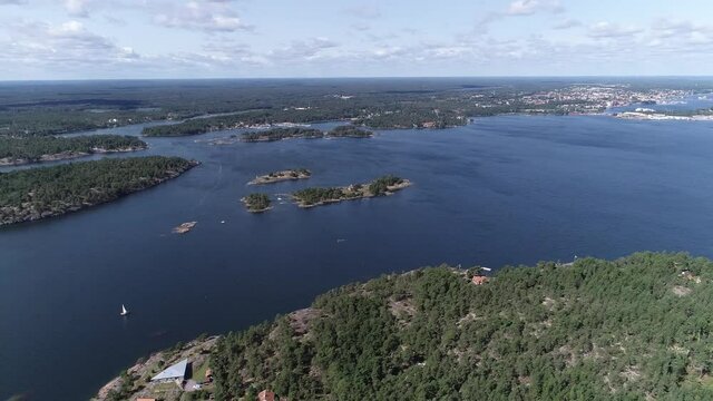 Swedish landscape by drone in summer 