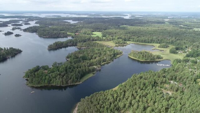 Swedish landscape by drone in summer 