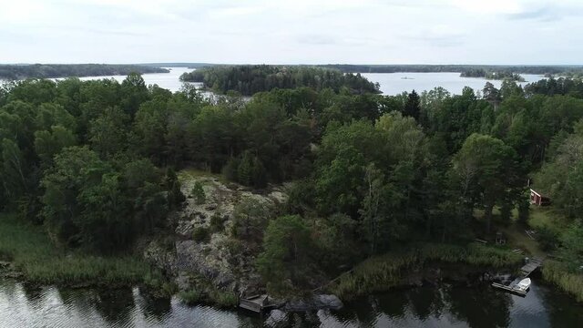 Swedish landscape by drone in summer 