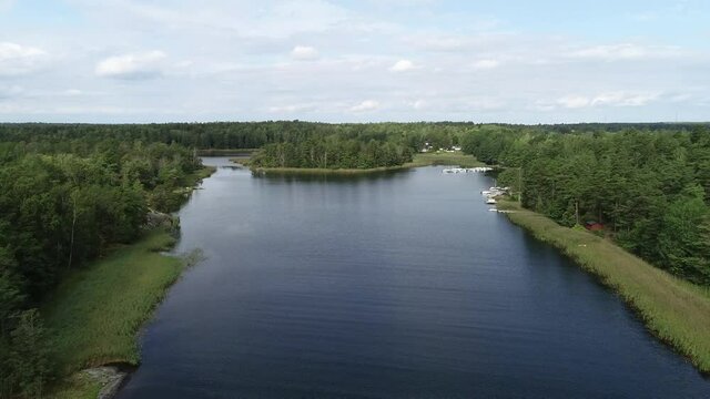Swedish landscape by drone in summer 