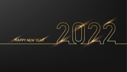 Happy New Year 2021. Golden Gold Color Card With Light Descoration Background