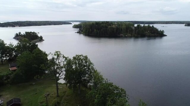 Swedish landscape by drone in summer 