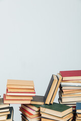 lots of educational books to read in the library on a white background