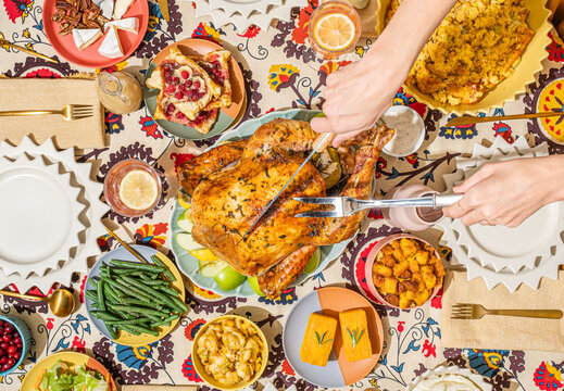 Colorful Retro Thanksgiving Turkey Dinner 