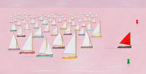 Ahead of the crowd concept / Catboats