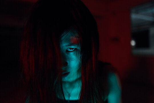 Horror light effect portrait of woman