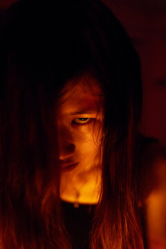 Horror light effect portrait of woman