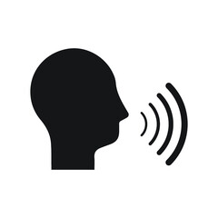 Talking head - web black icon design. Voice control person