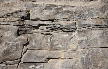 surface of the cave rock wall. gray stone texture background.