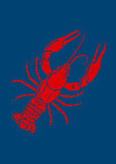 Red boiled crayfish. Crayfish for sale. To catch crayfish in the sea.