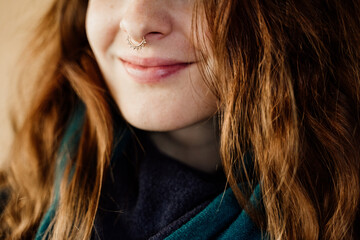 Close-up  of woman with septum piercing