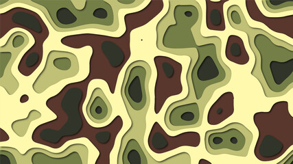 Paper cut background design in brown, green and beige colors. can be used as a PC background, video, or other footage according to your need