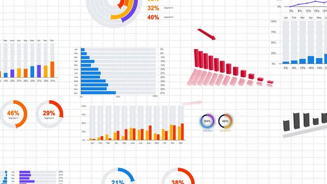 3d video presentation finance and business in 4k. Charts and graphs loop