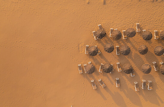 Sun beds at a beach