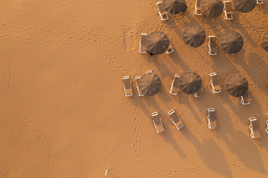 Sun beds at a beach