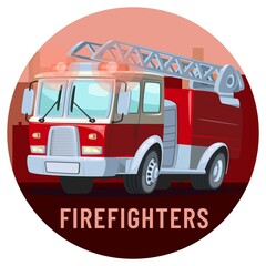 An isolated detailed image fire-engine vehicle cartoon style