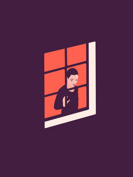 Woman standing in the window
