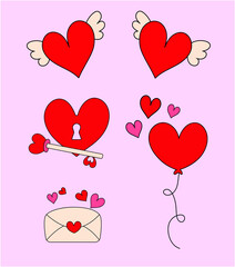 set of valentine hearts