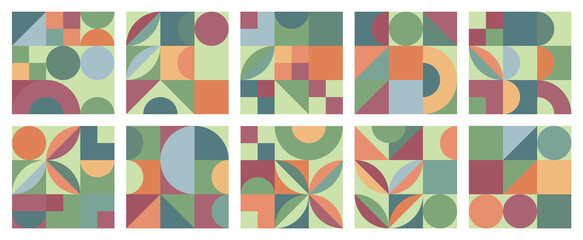 Set of abstract vector design templates in Scandinavian style for web banner, corporate identity, business presentation, fabric print, wallpaper. Minimalistic geometric poster with simple shape.